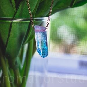 Blue Quartz & 14k Rose Gold-Plated Pendant Necklac